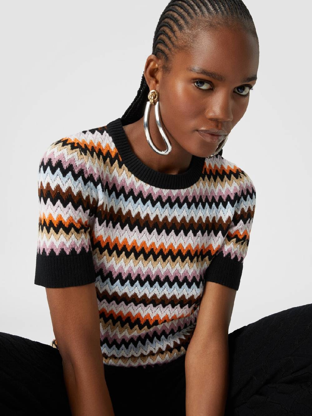 Missoni Pullover girocollo a maniche corte in lana zig zag Offerte