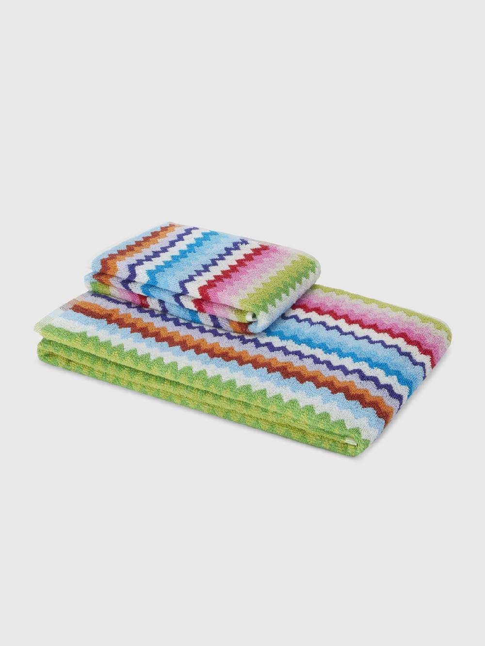 Missoni Set 2 pezzi di asciugamani da bagno Riverbero in spugna di cotone zig zag In Saldo