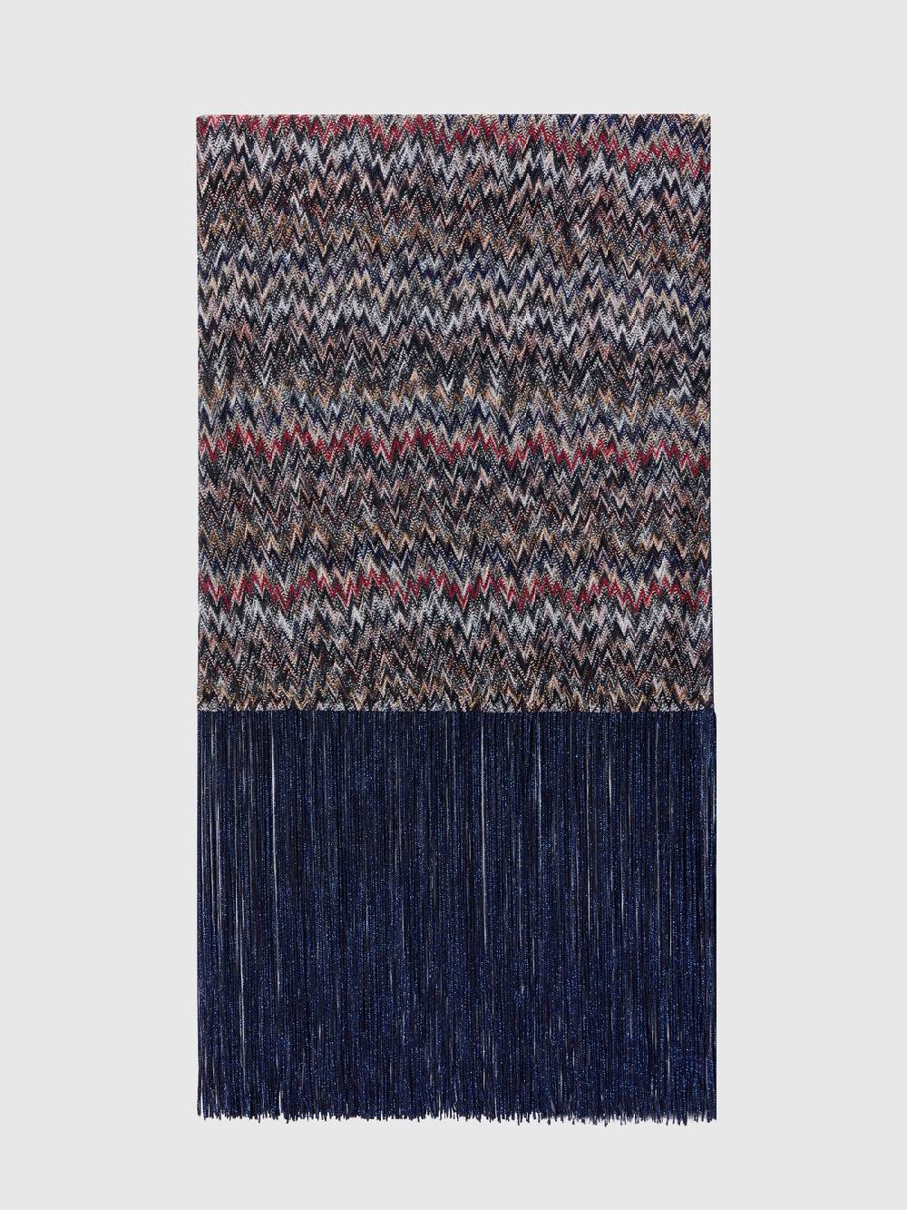 Missoni Stola in viscosa lamé chevron con frange Italy