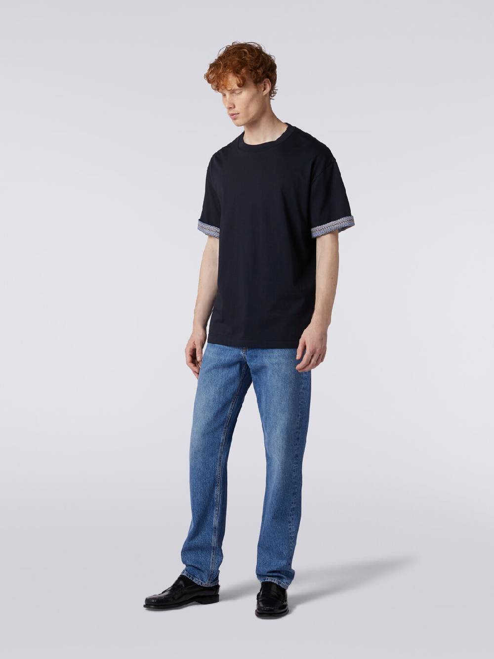 Missoni T-shirt girocollo in cotone con risvolti chevron Offerta settimanale