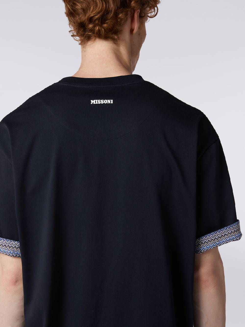 Missoni T-shirt girocollo in cotone con risvolti chevron Offerta settimanale