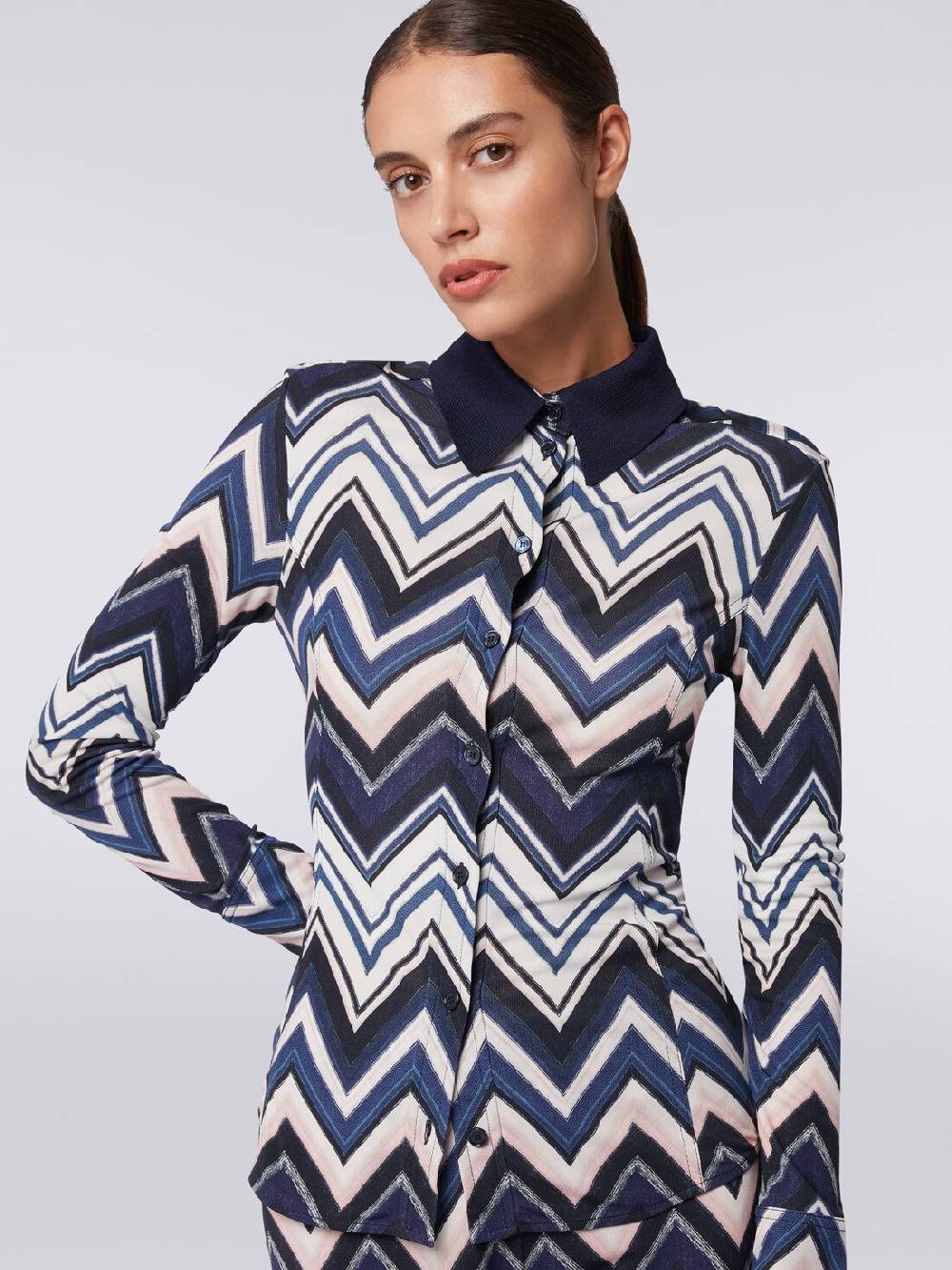 Missoni Camicia in viscosa con stampa zig zag Promozione temporanea