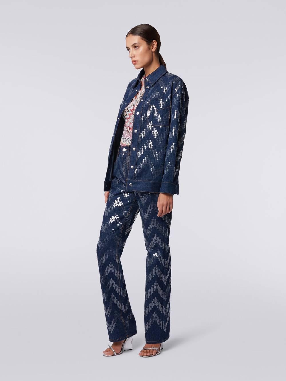 Missoni Overshirt in denim con applicazione di paillettes Offerte