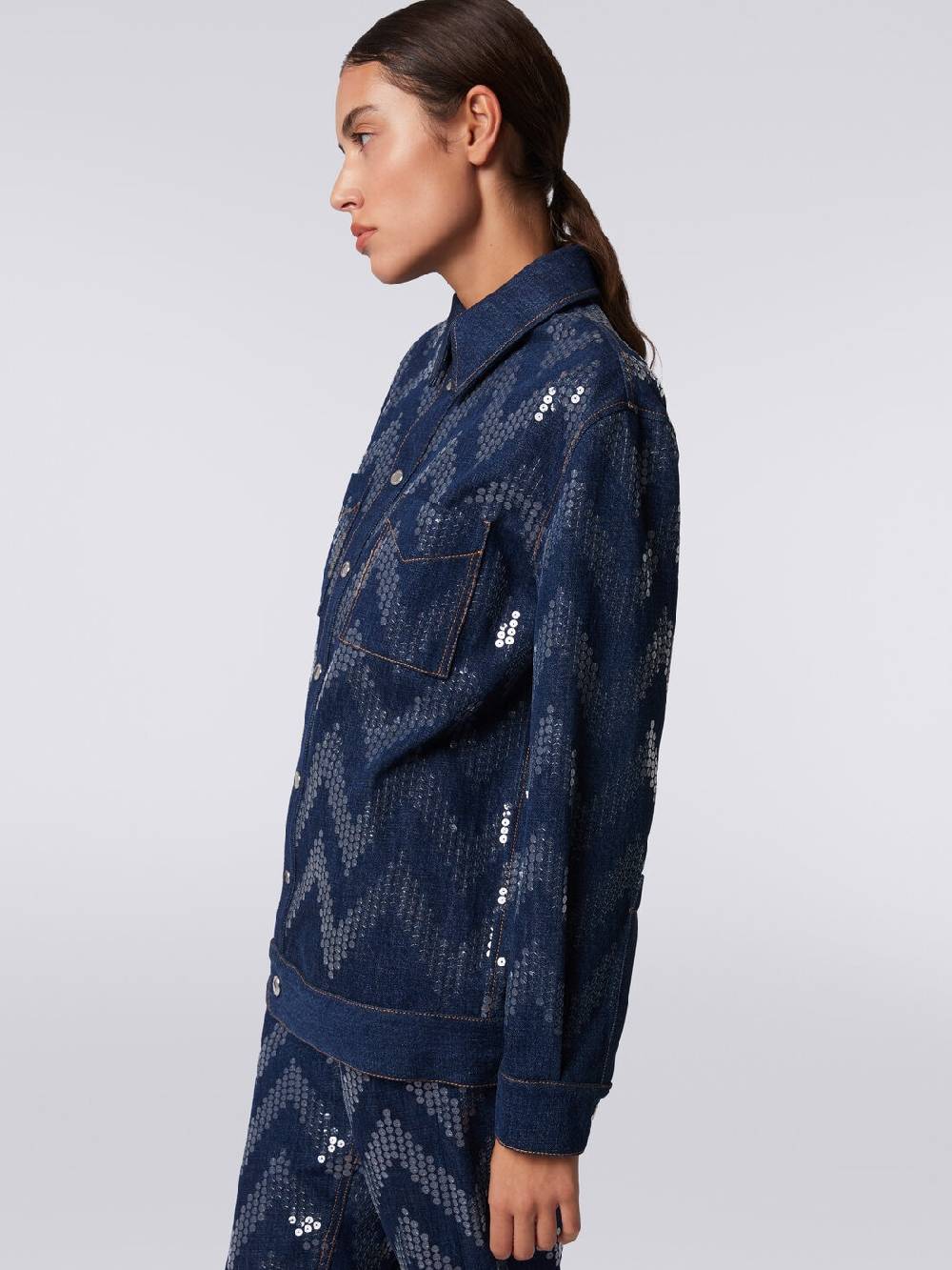 Missoni Overshirt in denim con applicazione di paillettes Offerte