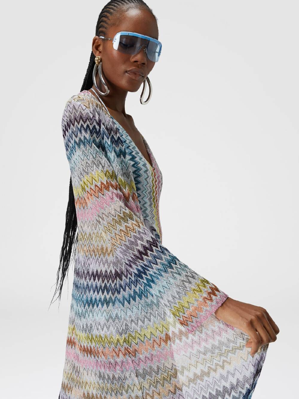 Missoni Cardigan lungo in misto viscosa zig zag lamé Negozio