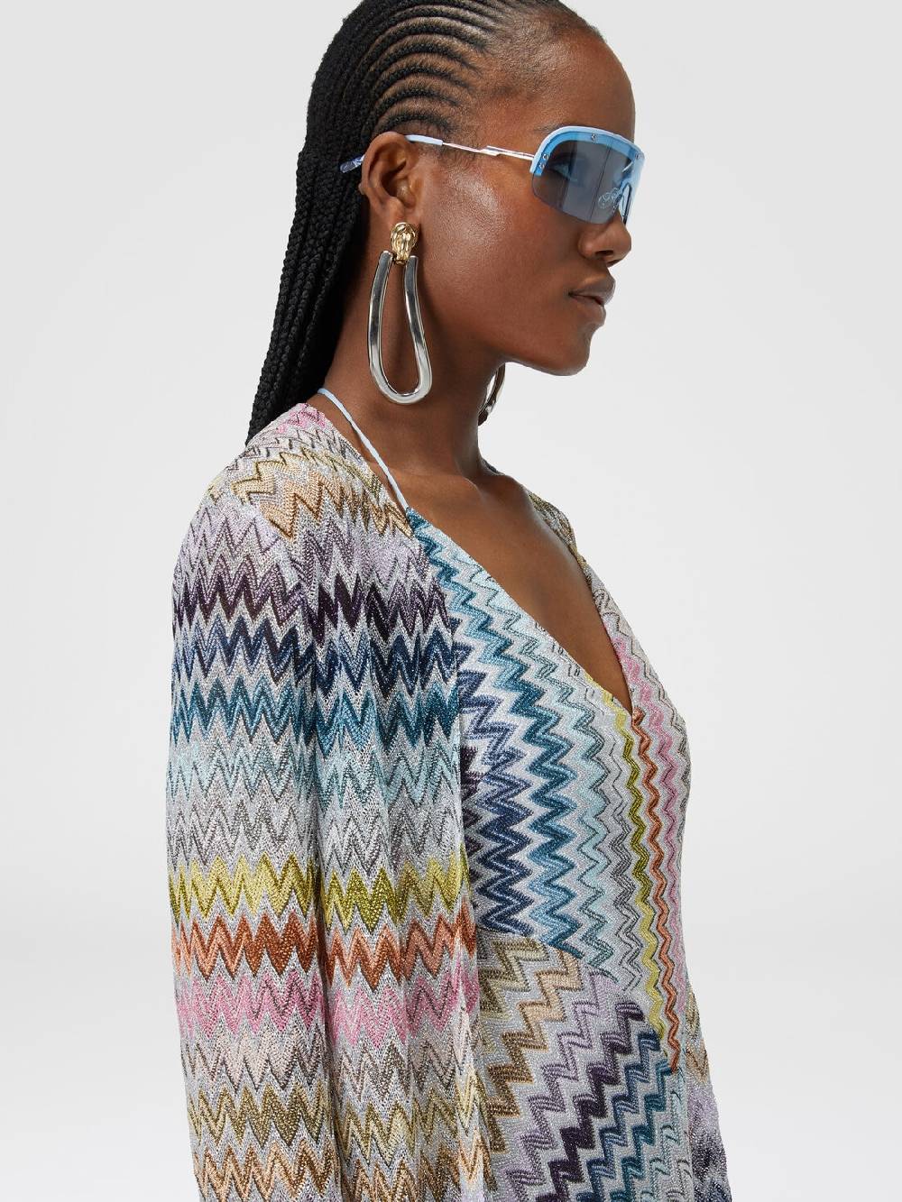 Missoni Cardigan lungo in misto viscosa zig zag lamé Negozio