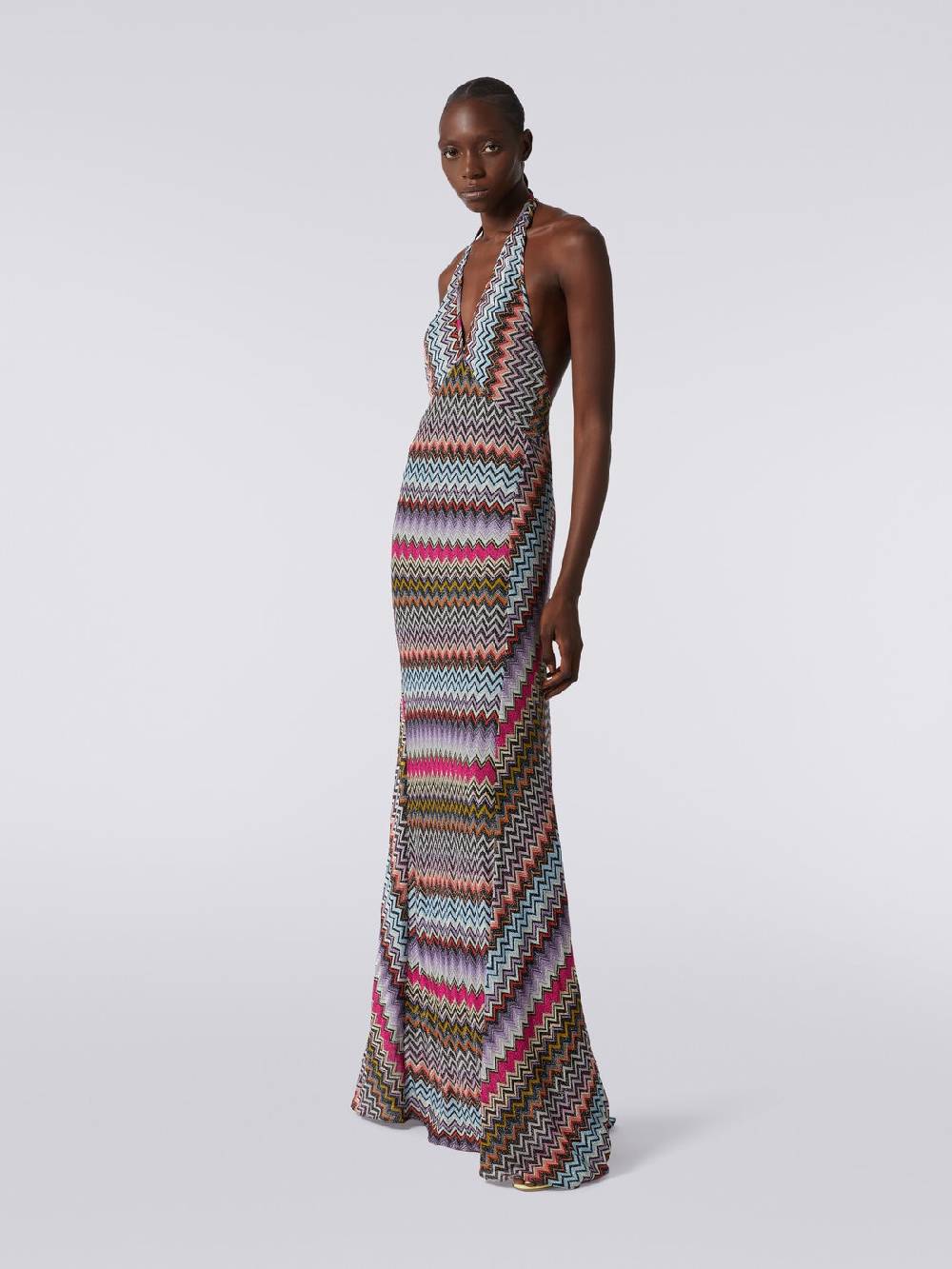 Missoni Abito lungo in viscosa zig zag con lurex Italy