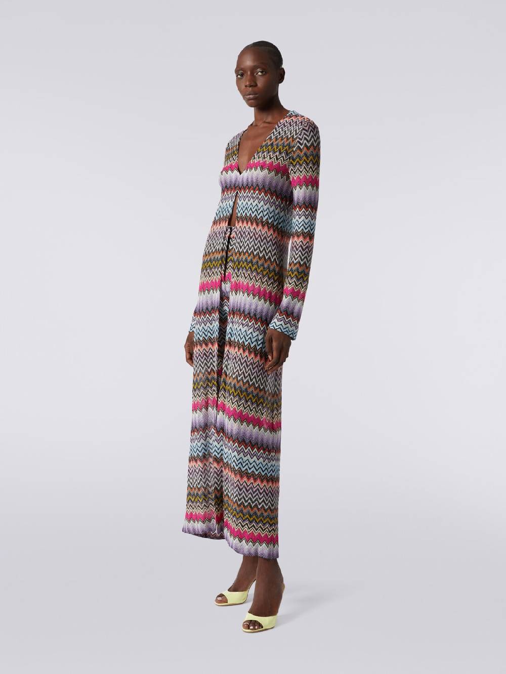 Missoni Cardigan lungo in viscosa zig zag con lurex Italia
