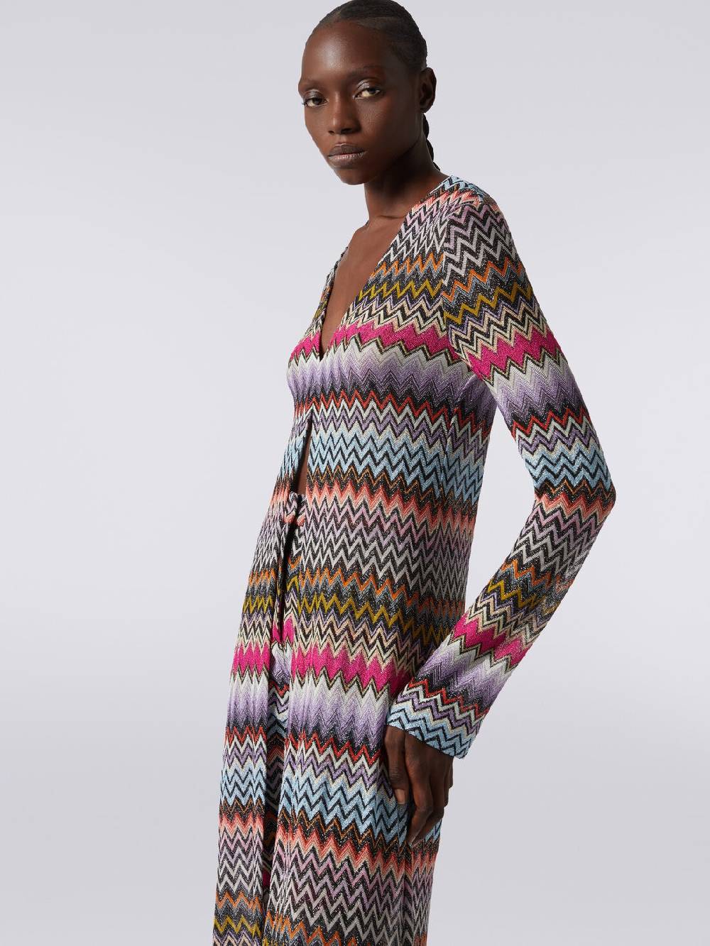 Missoni Cardigan lungo in viscosa zig zag con lurex Italia