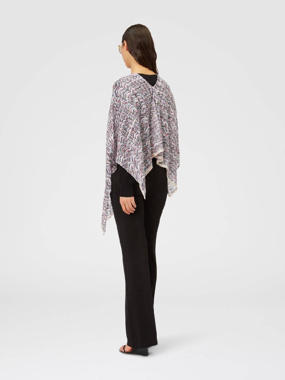 Missoni Poncho in maglia di viscosa e cotone chevron Nuovo