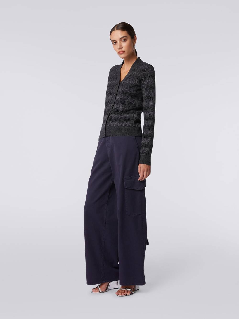 Missoni Cardigan con scollo a V in cachemire con zig zag Spedizione Gratuita