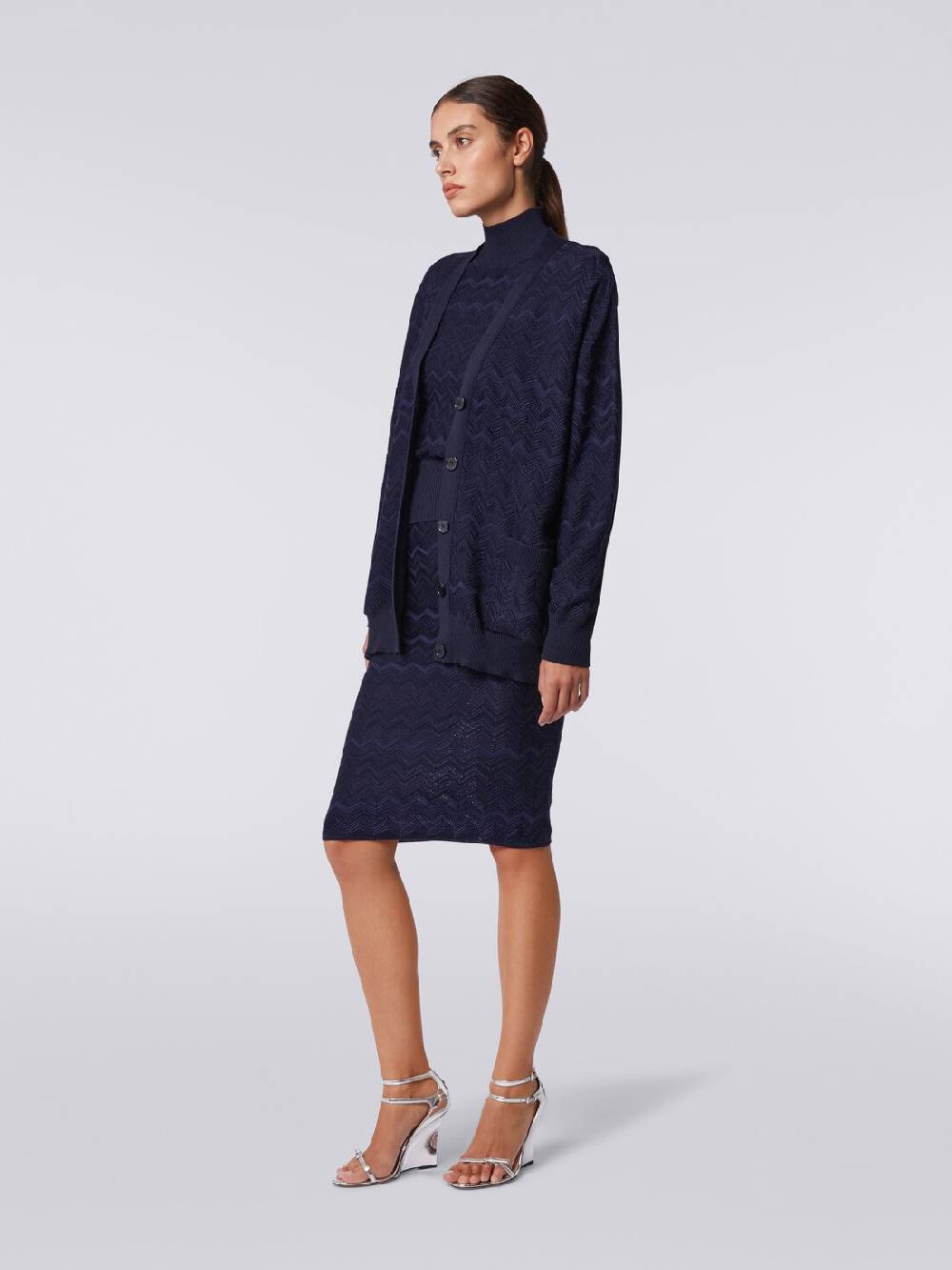 Missoni Cardigan oversize in maglia di viscosa e lana chevron Negozi Online