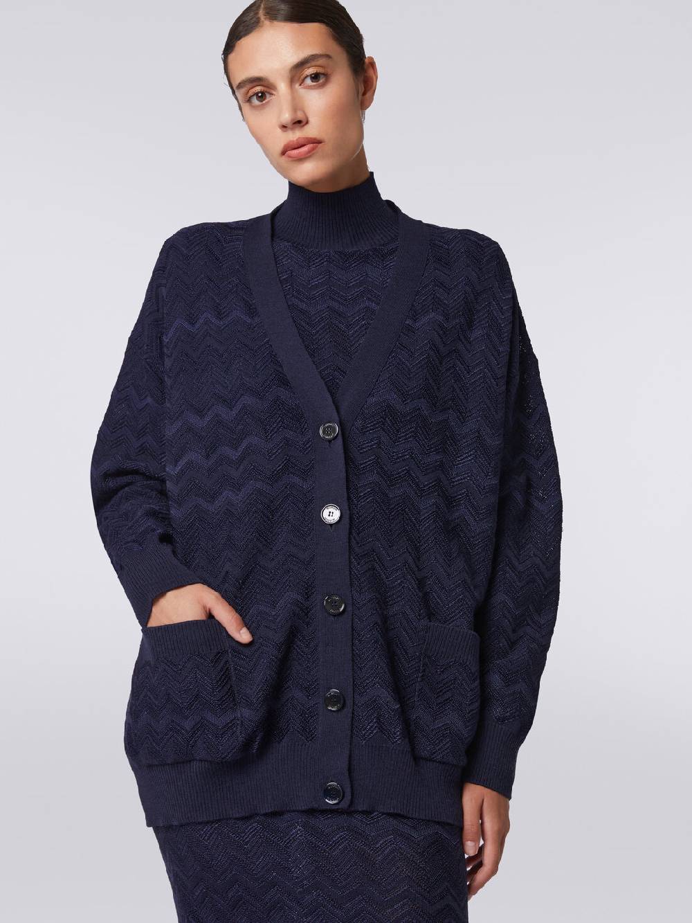 Missoni Cardigan oversize in maglia di viscosa e lana chevron Negozi Online