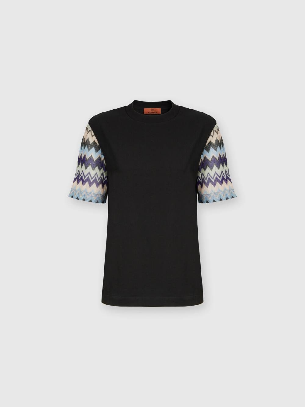 Missoni T-shirt in jersey di cotone con maniche in maglia zig zag Promozione Limitata