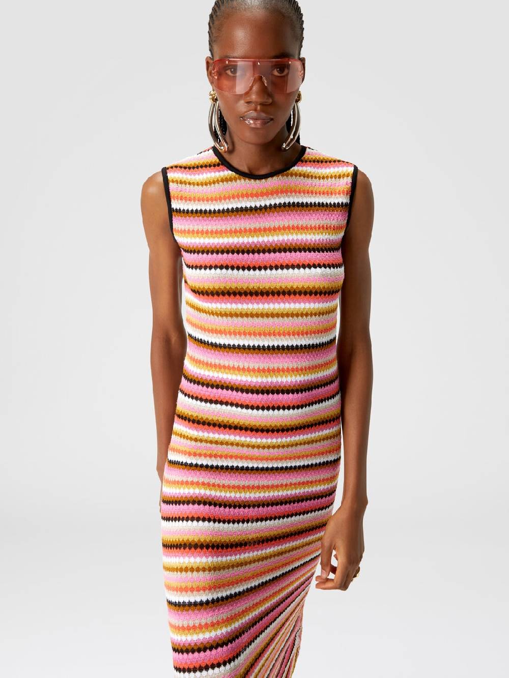 Missoni Abito midi senza maniche in lana e viscosa a righe Fino Al -60%