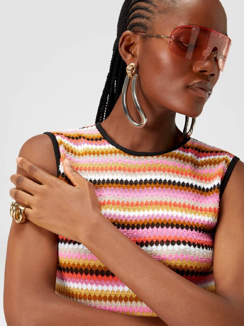 Missoni Abito midi senza maniche in lana e viscosa a righe Fino Al -60%