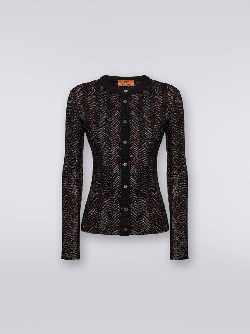 Missoni Cardigan corto in maglia di lana e viscosa con zig zag in rilievo Presa