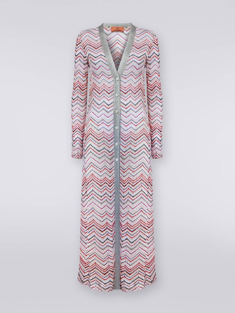 Missoni Cardigan lungo in maglia zig zag con lurex e paillettes Online