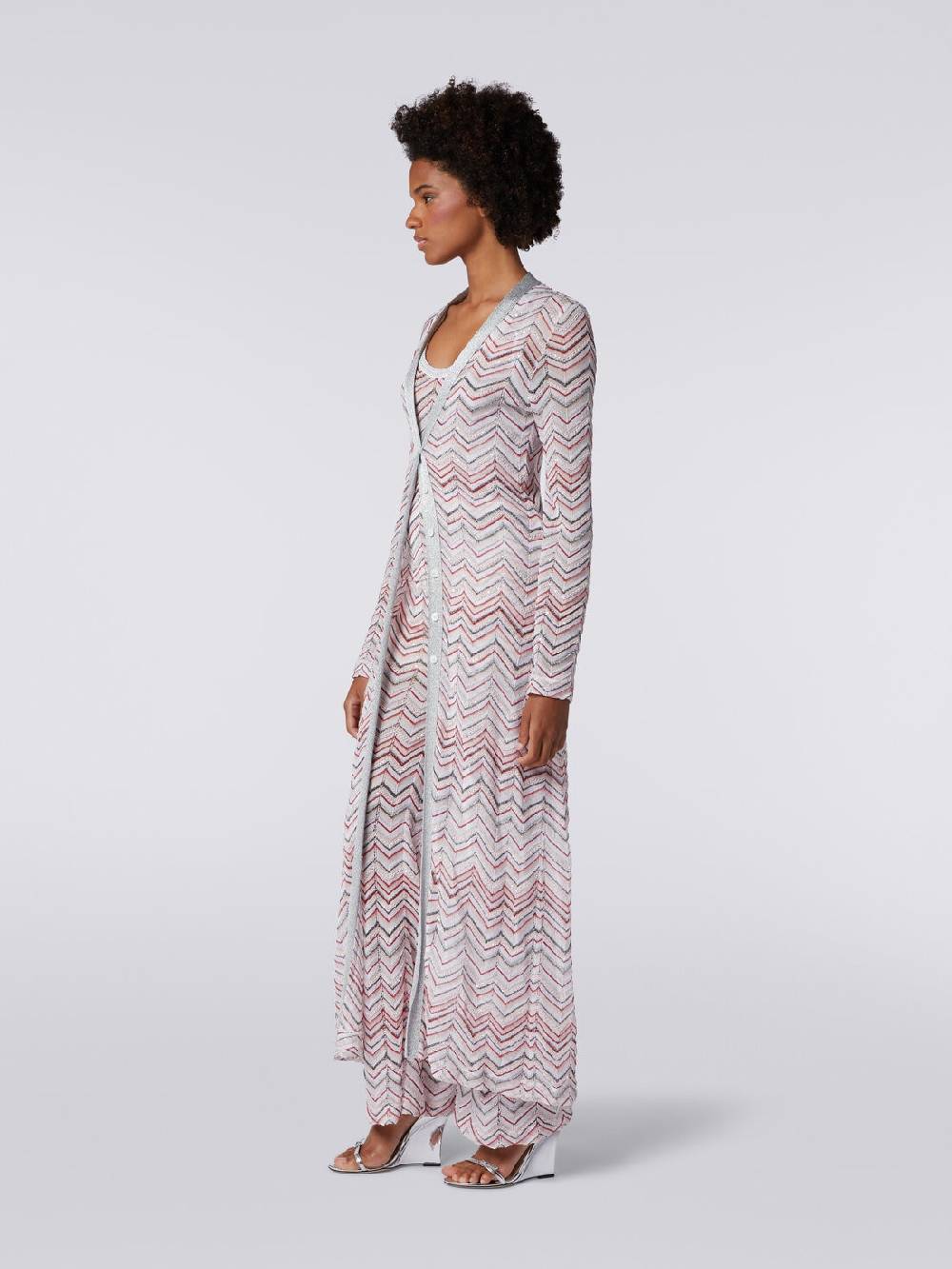 Missoni Cardigan lungo in maglia zig zag con lurex e paillettes Online