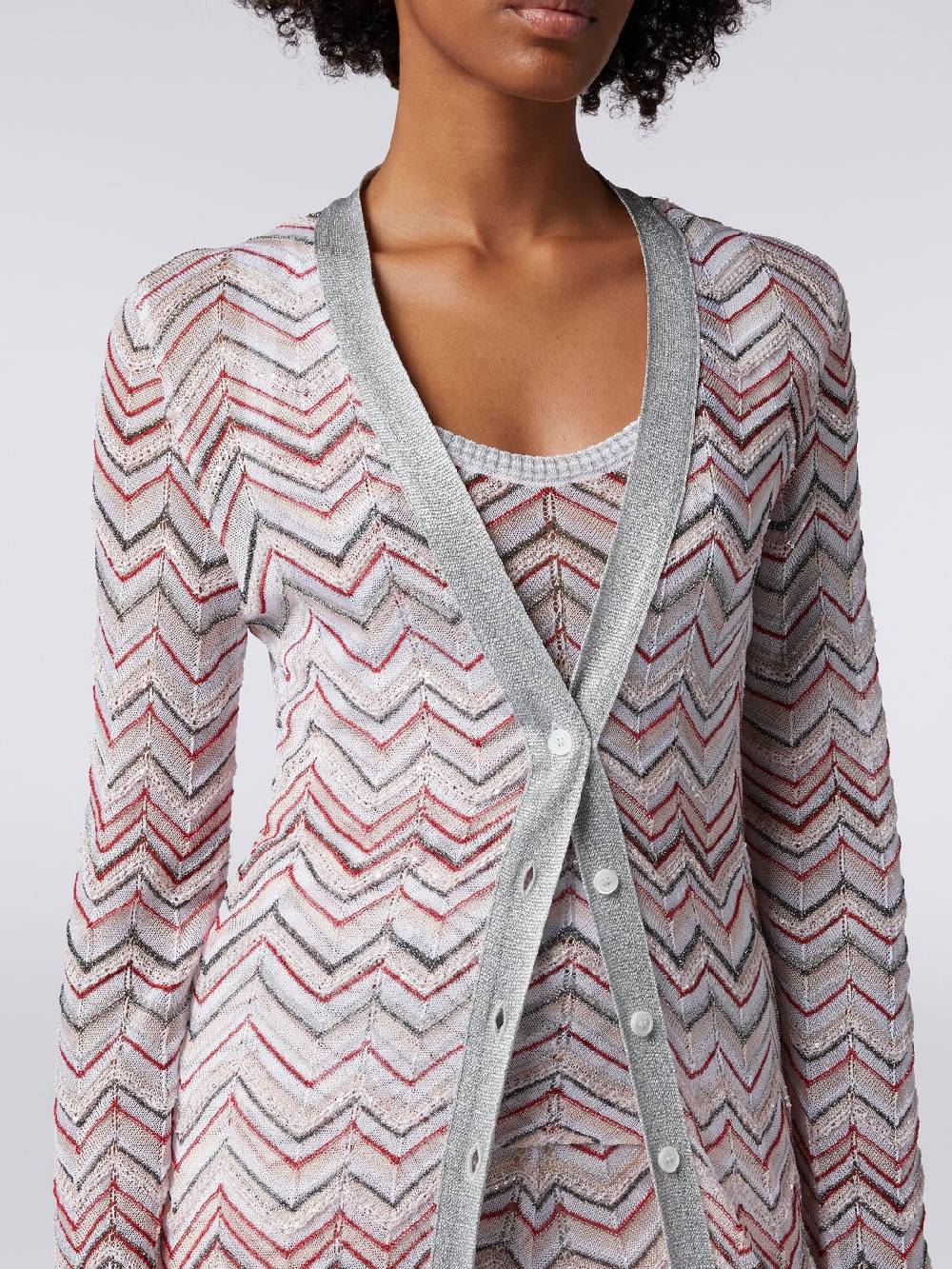 Missoni Cardigan lungo in maglia zig zag con lurex e paillettes Online