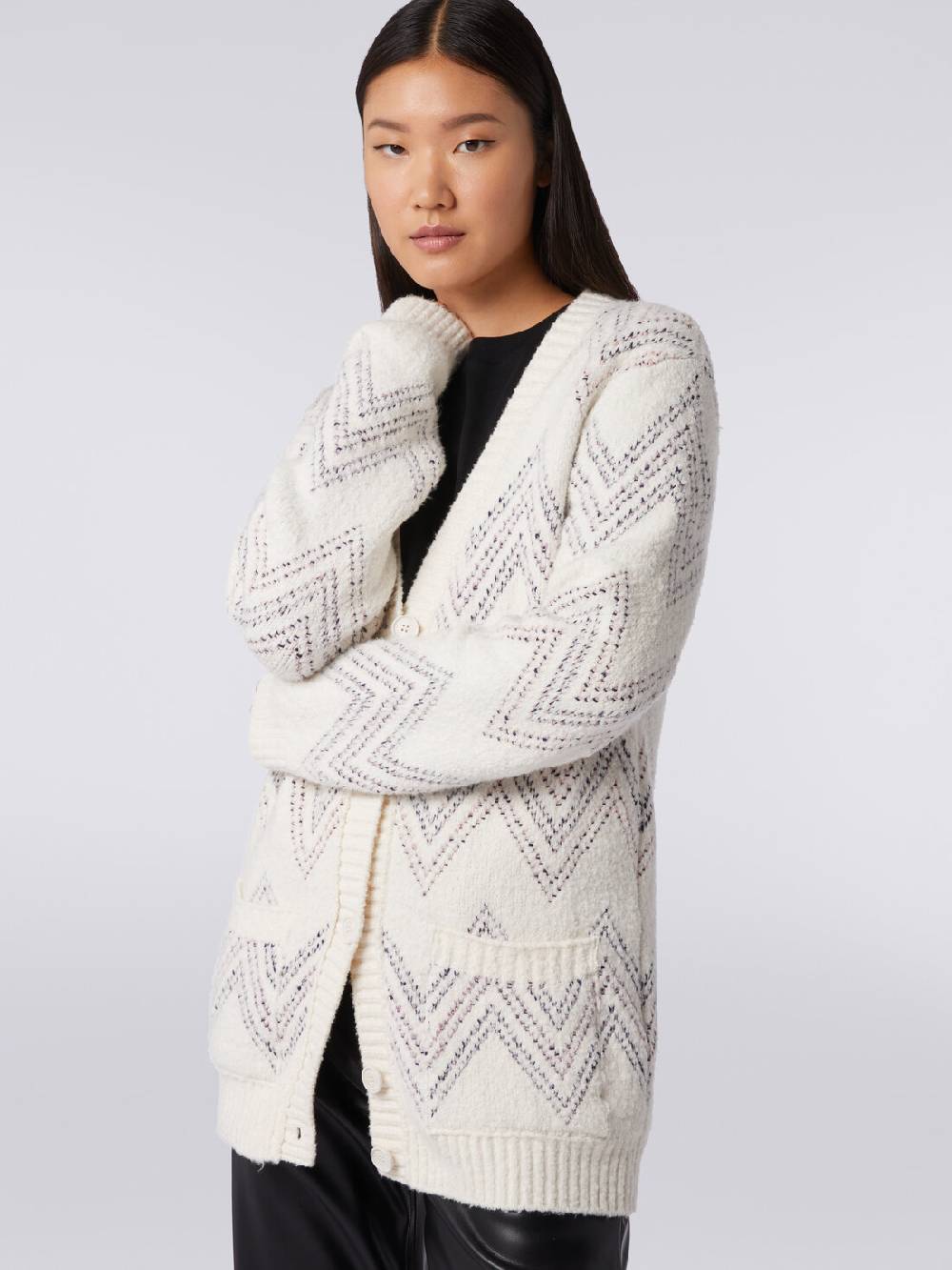 Missoni Cardigan oversize in misto cotone zig zag In Vendita