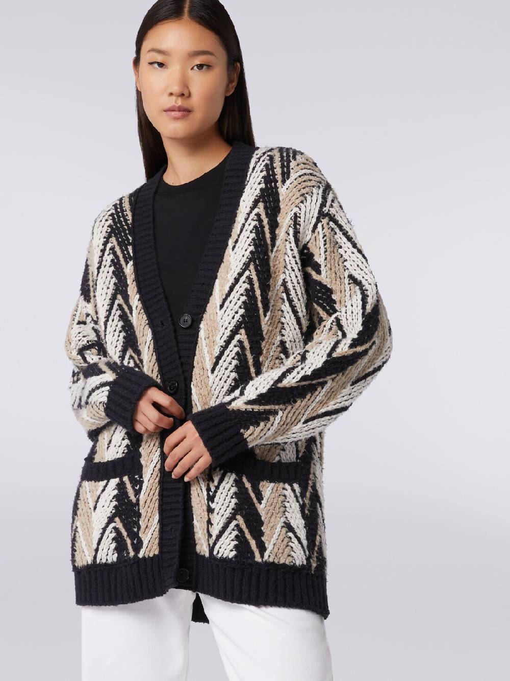 Missoni Cardigan in misto cotone zig zag Saldi