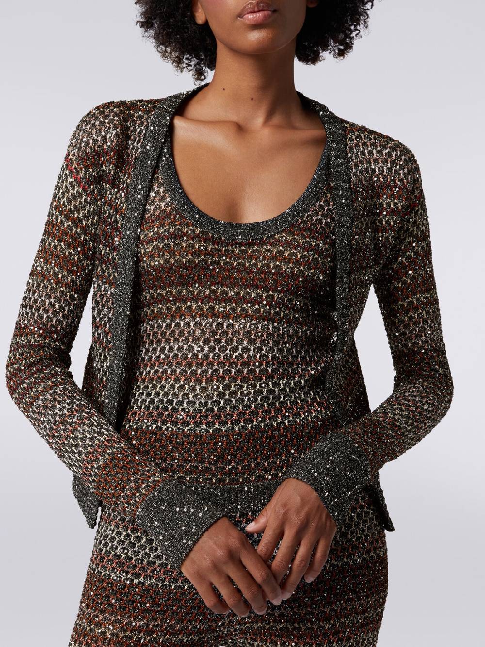Missoni Cardigan corto in maglia a rete con paillettes Online