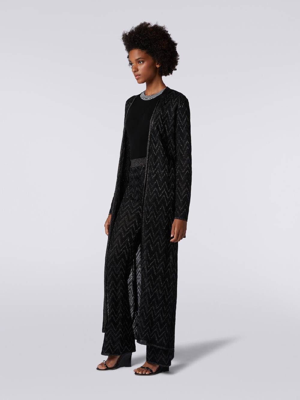 Missoni Cardigan lungo in maglia chevron con lurex Vendita Economica