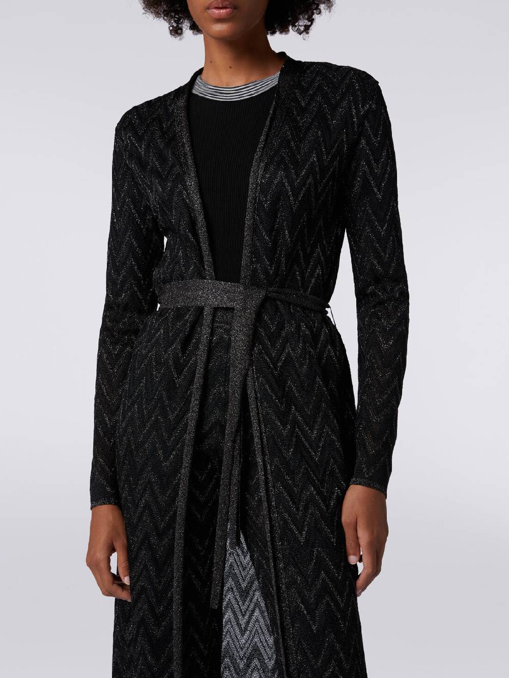 Missoni Cardigan lungo in maglia chevron con lurex Vendita Economica