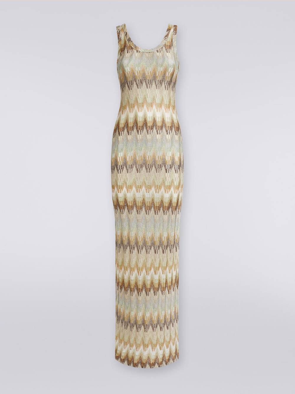 Missoni Abito lungo smanicato in viscosa zig zag con lurex Saldi Di Fabbrica