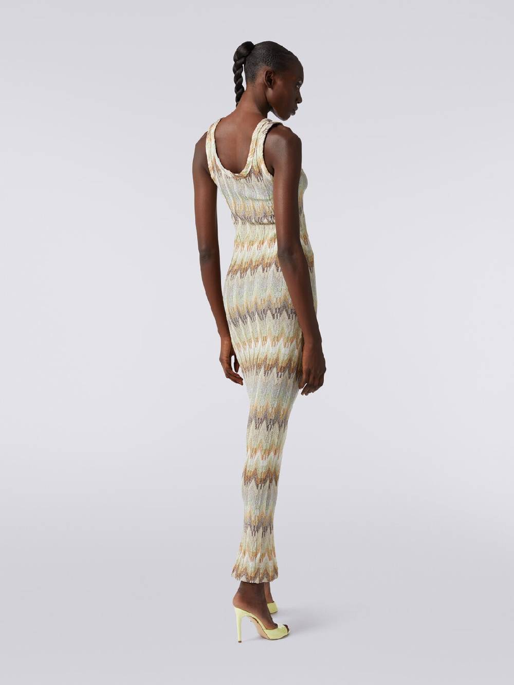 Missoni Abito lungo smanicato in viscosa zig zag con lurex Saldi Di Fabbrica