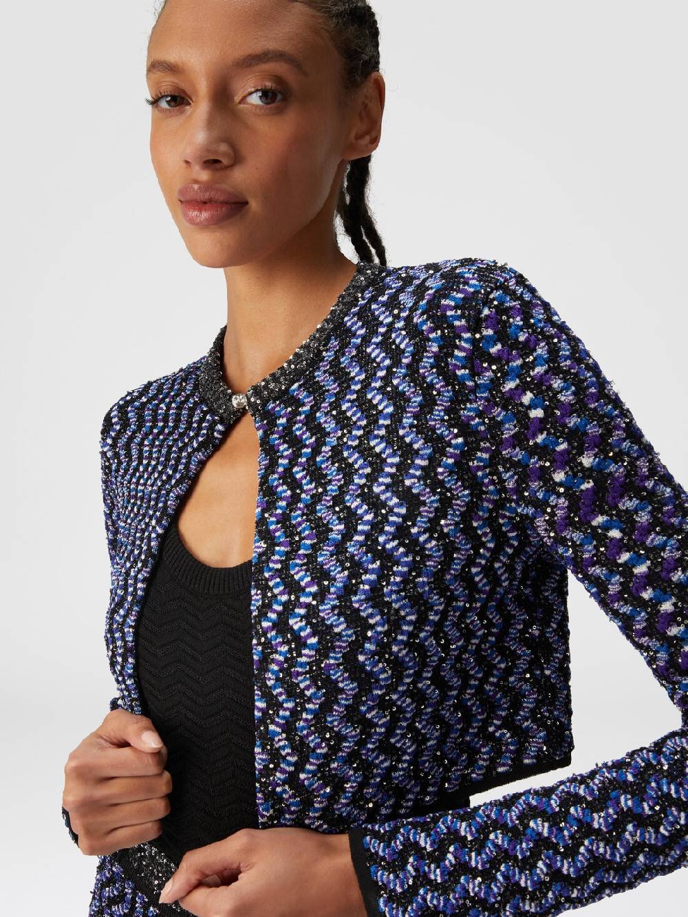 Missoni Cardigan zig zag goffrato con paillettes Vendite Flash