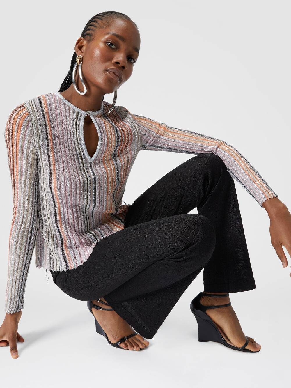 Missoni Pantaloni dritti in viscosa effetto glitter Nuova