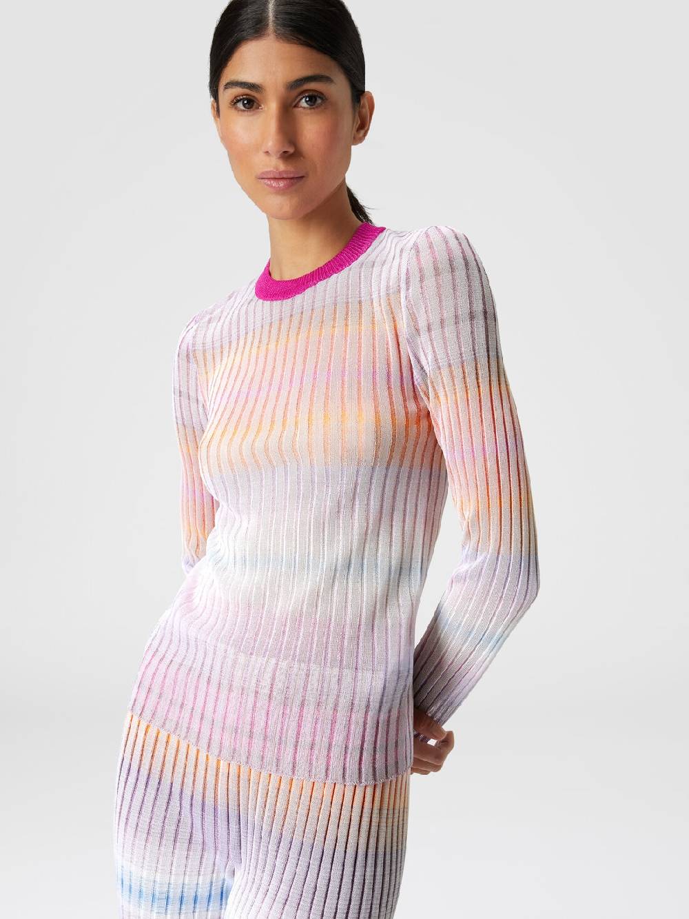 Missoni Maglia girocollo a coste con colletto a contrasto 2025
