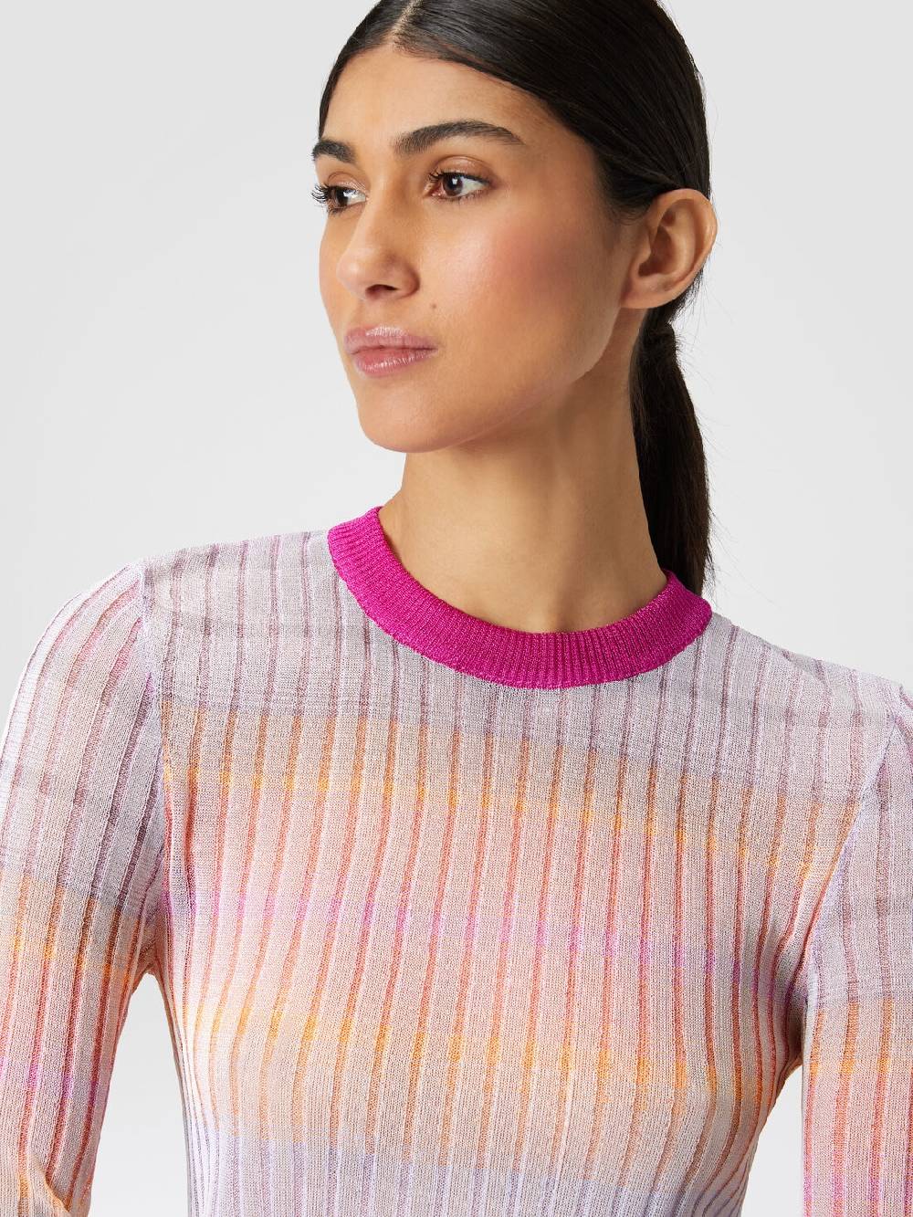 Missoni Maglia girocollo a coste con colletto a contrasto 2025