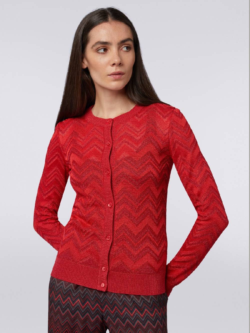 Missoni Cardigan in maglia zig zag tonale con lurex In Linea