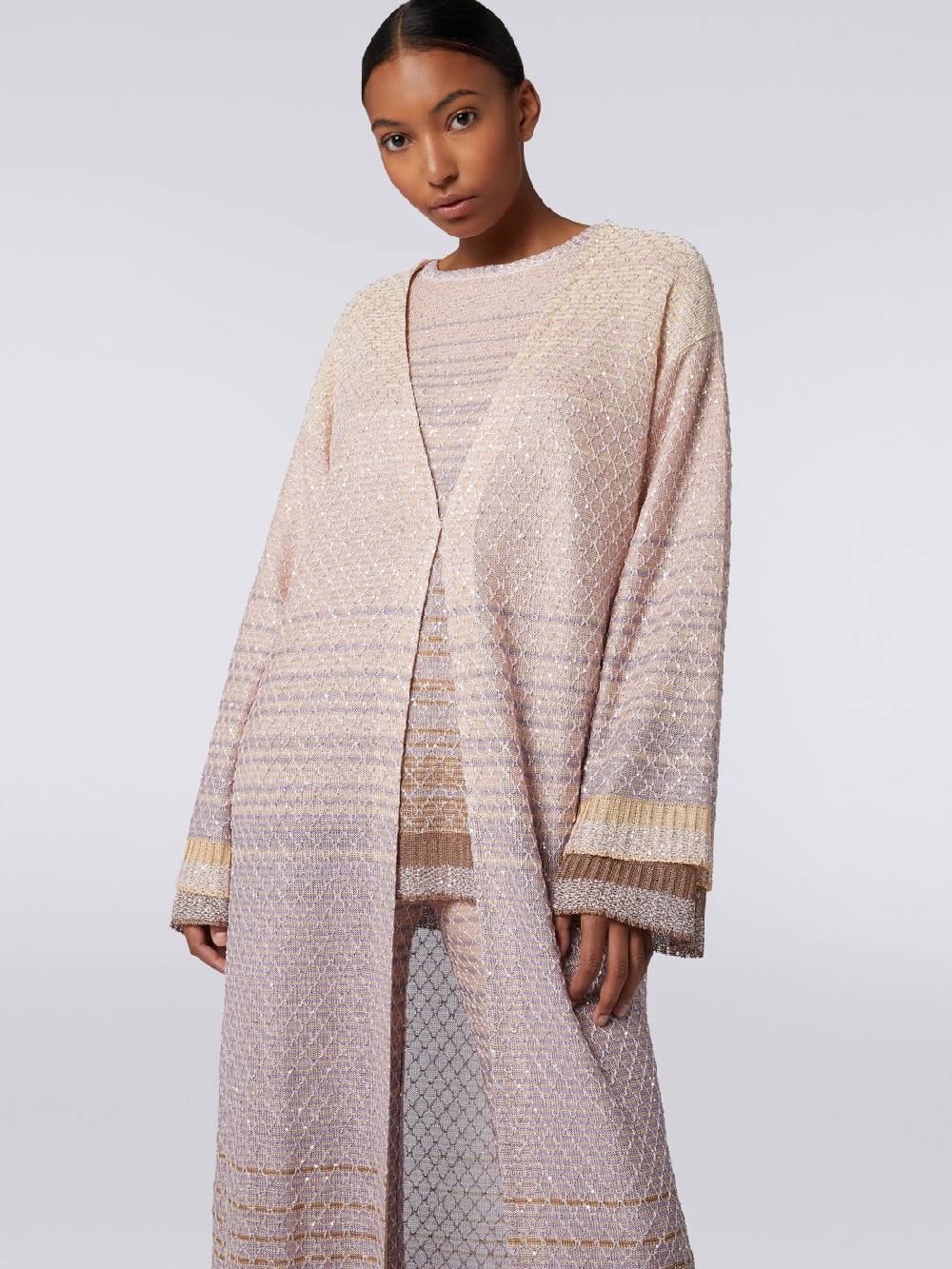 Missoni Cardigan lungo in maglia dégradé con paillettes Nuovo