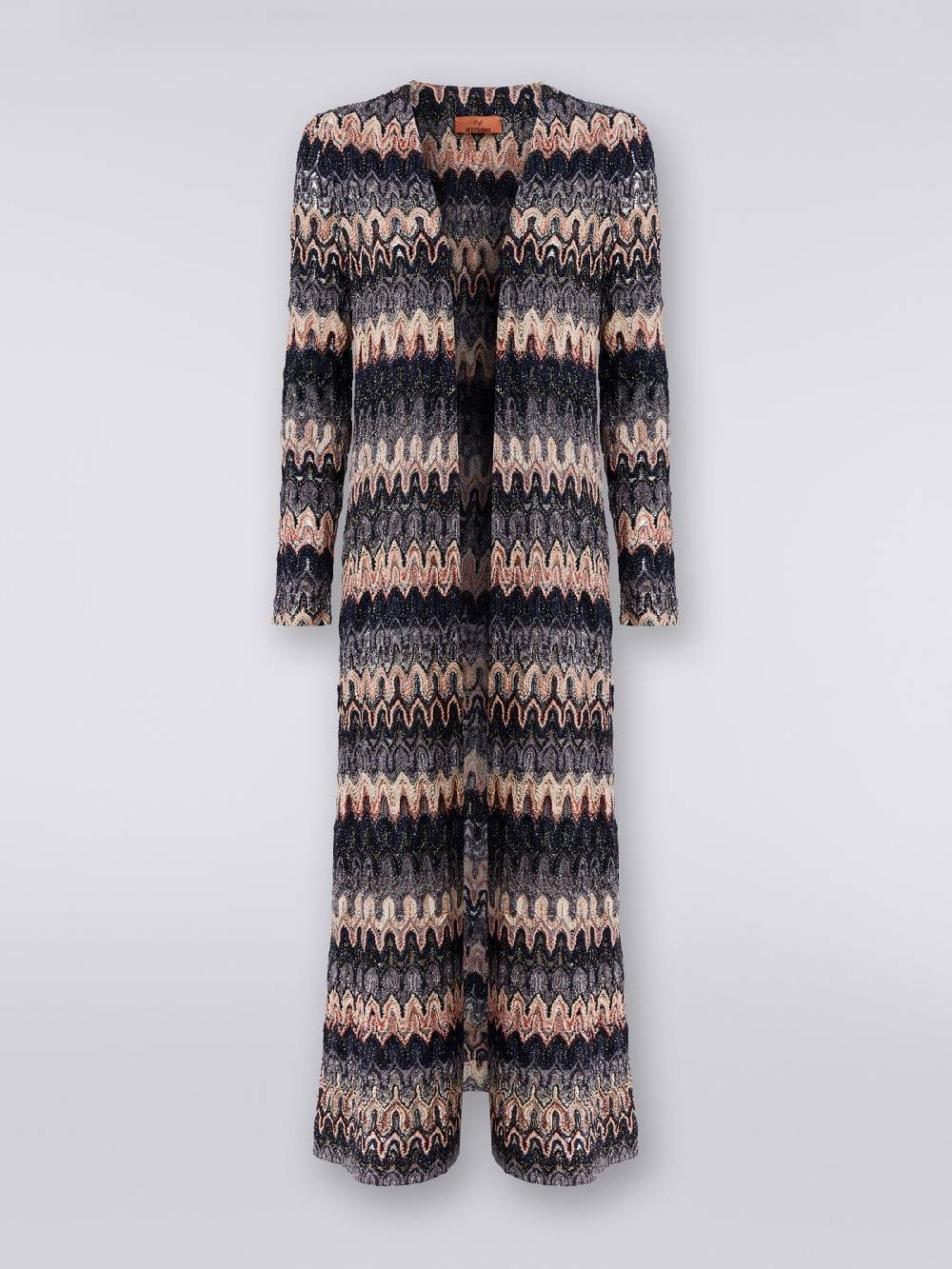 Missoni Cardigan lungo in maglia lamé con motivo a onde effetto pizzo Qualità