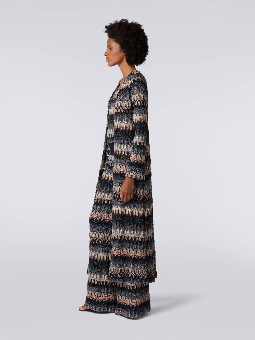 Missoni Cardigan lungo in maglia lamé con motivo a onde effetto pizzo Qualità