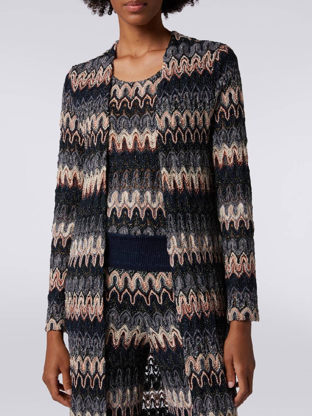 Missoni Cardigan lungo in maglia lamé con motivo a onde effetto pizzo Qualità