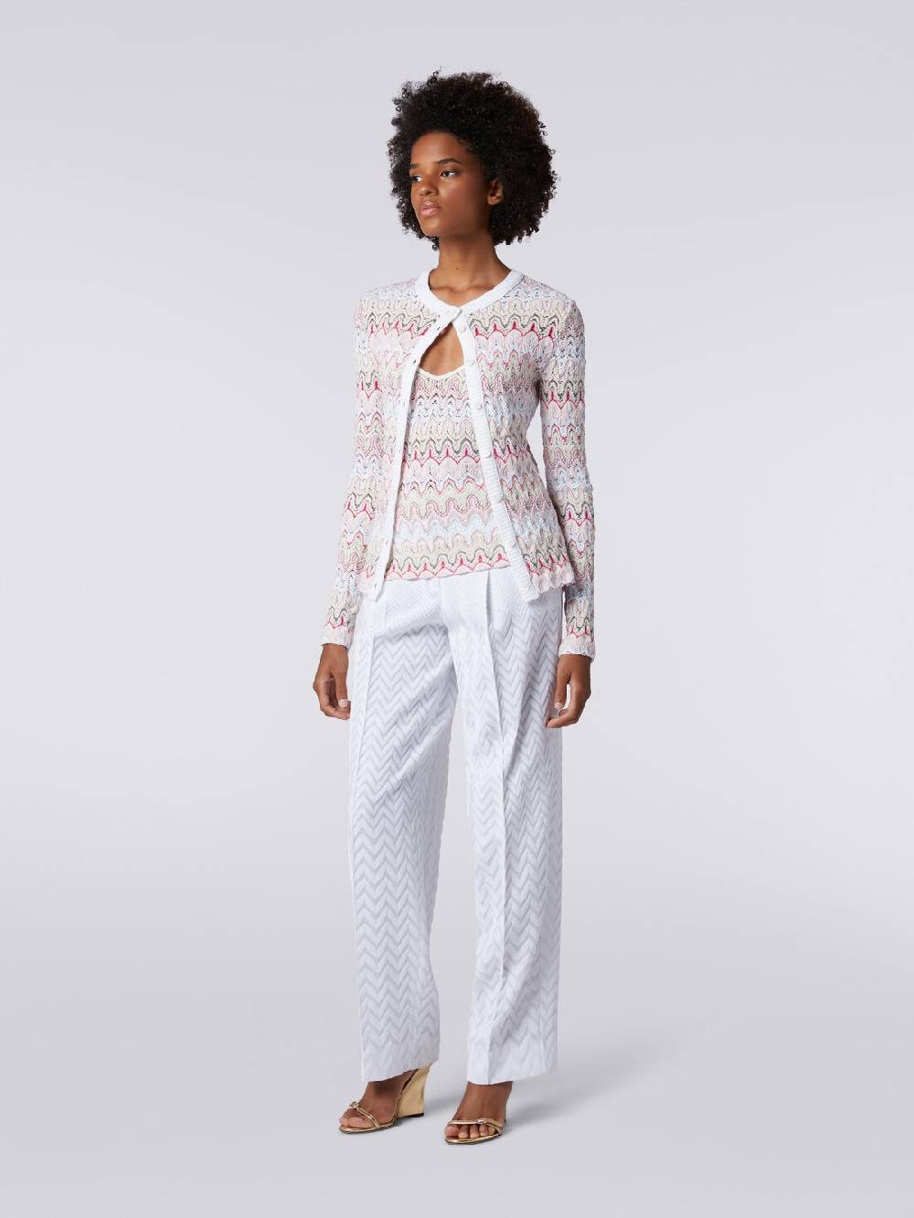 Missoni Cardigan in maglia con profili a contrasto e motivo a onde Pezzi Unici