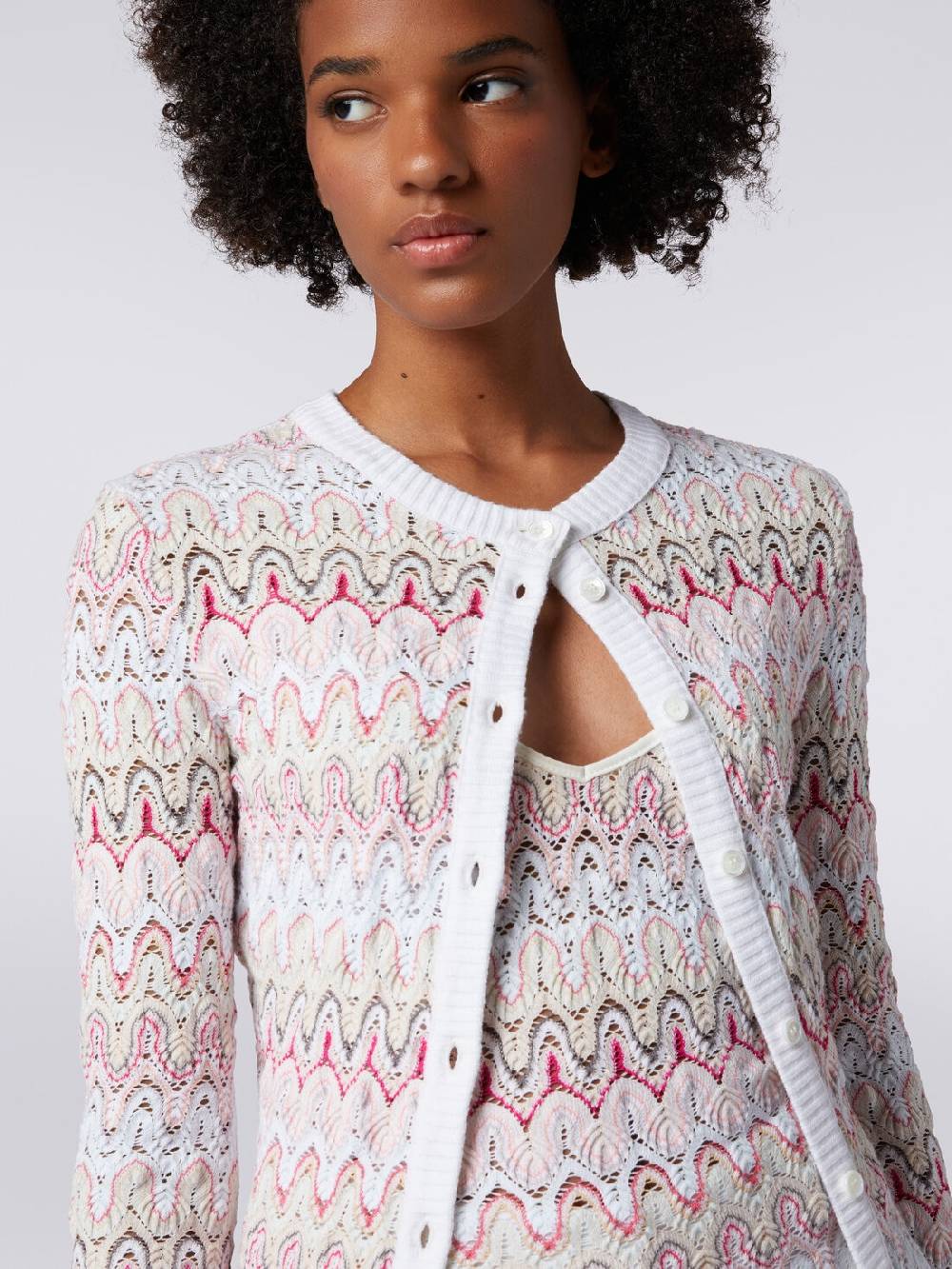 Missoni Cardigan in maglia con profili a contrasto e motivo a onde Pezzi Unici