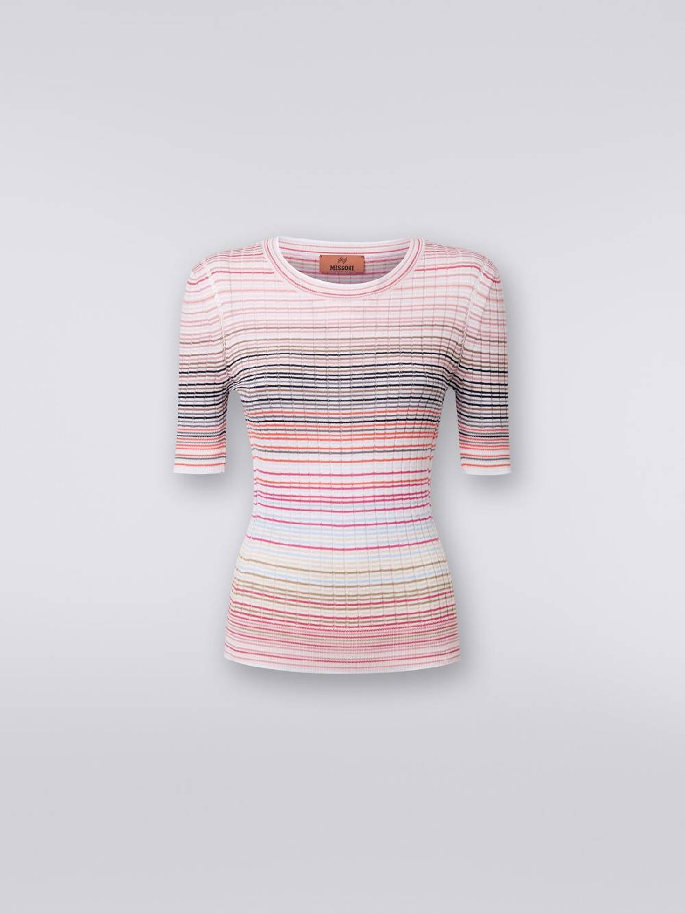 Missoni Maglia girocollo a maniche corte in cotone e viscosa a righe Affare Del Giorno