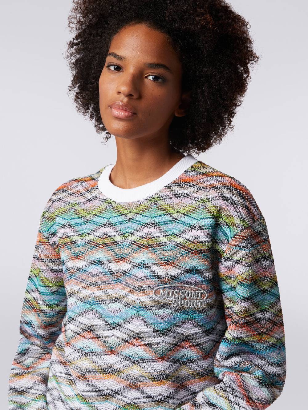 Missoni Felpa girocollo in maglia con lurex e logo Novità
