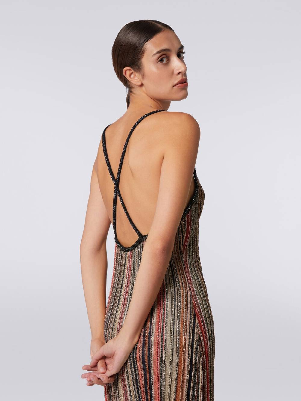 Missoni Mini-abito in maglia a righe verticali con paillettes Saldi