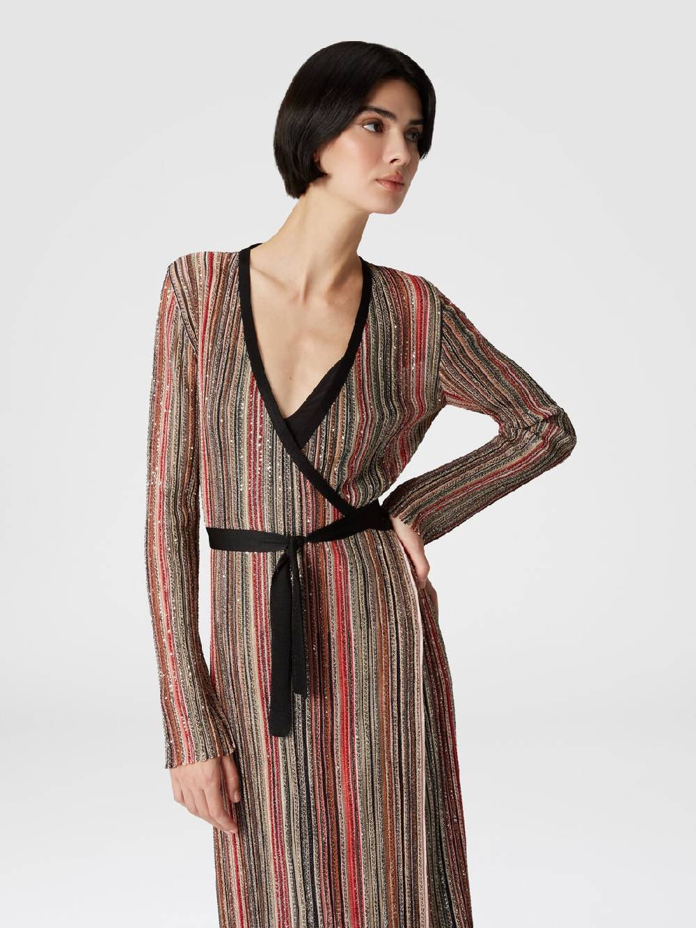 Missoni Abito lungo con chiusura a portafoglio e paillettes Hotsell