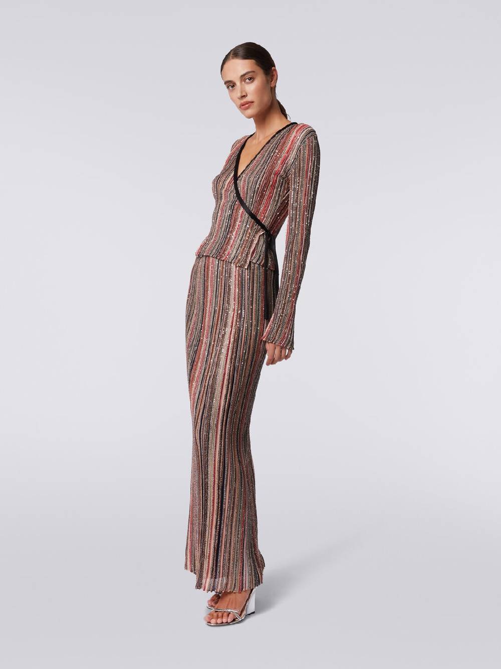 Missoni Gonna lunga plissée a righe verticali con paillettes Vendita Calda