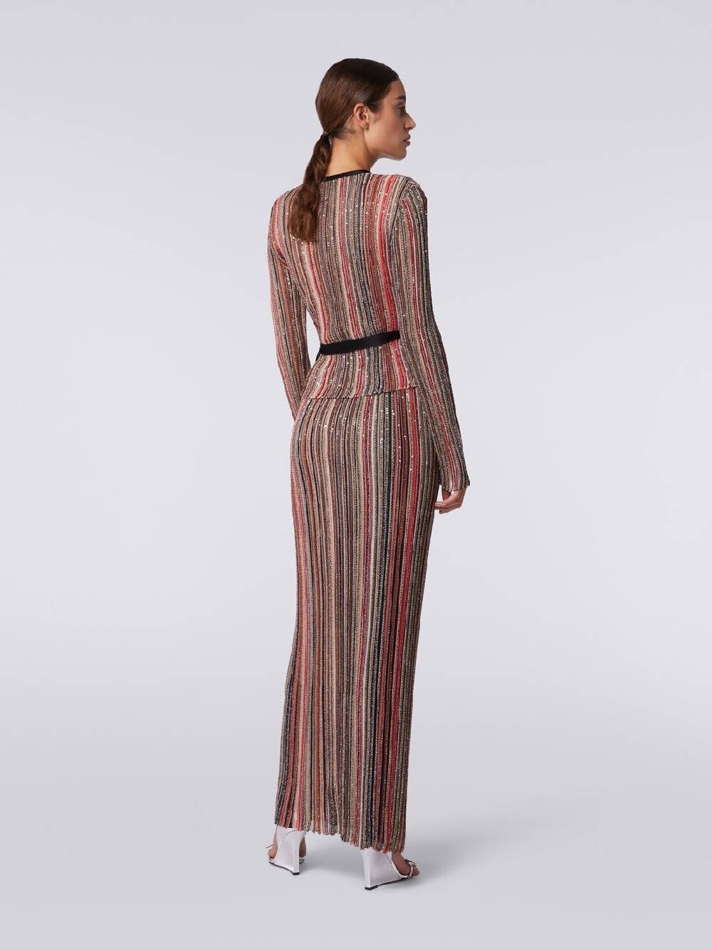 Missoni Gonna lunga plissée a righe verticali con paillettes Vendita Calda