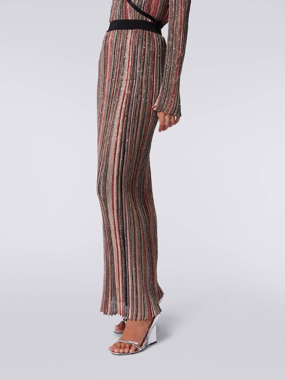 Missoni Gonna lunga plissée a righe verticali con paillettes Vendita Calda