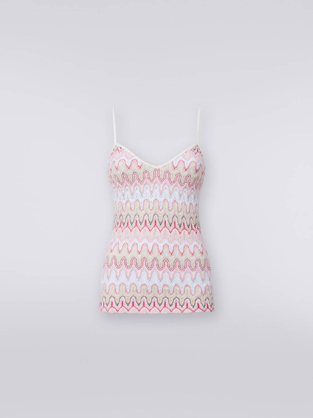 Missoni Top con scollatura a V e spalline in misto viscosa a onde effetto pizzo Saldi Di Fabbrica